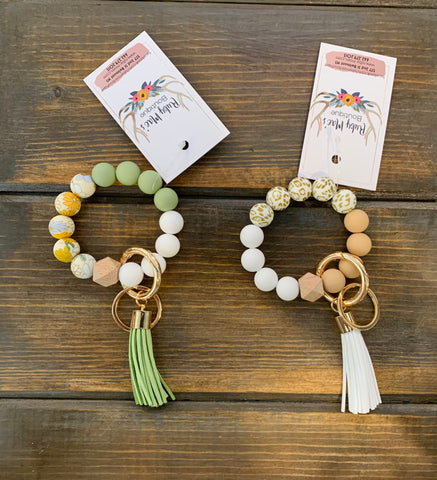Beaded Silicone Bracelet Keychain