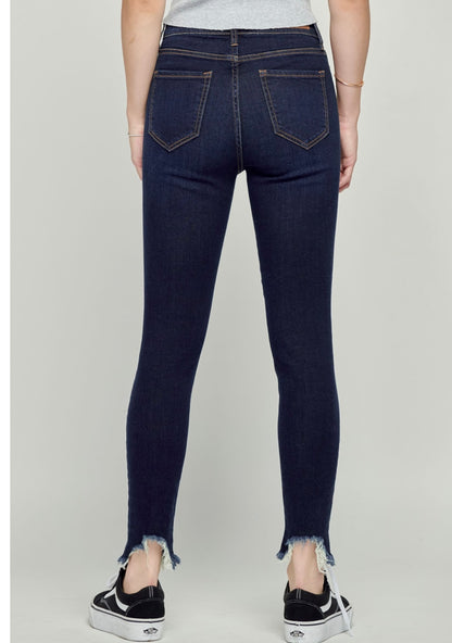 Cello High Rise Dark Denim Cropped Skinny Jeans