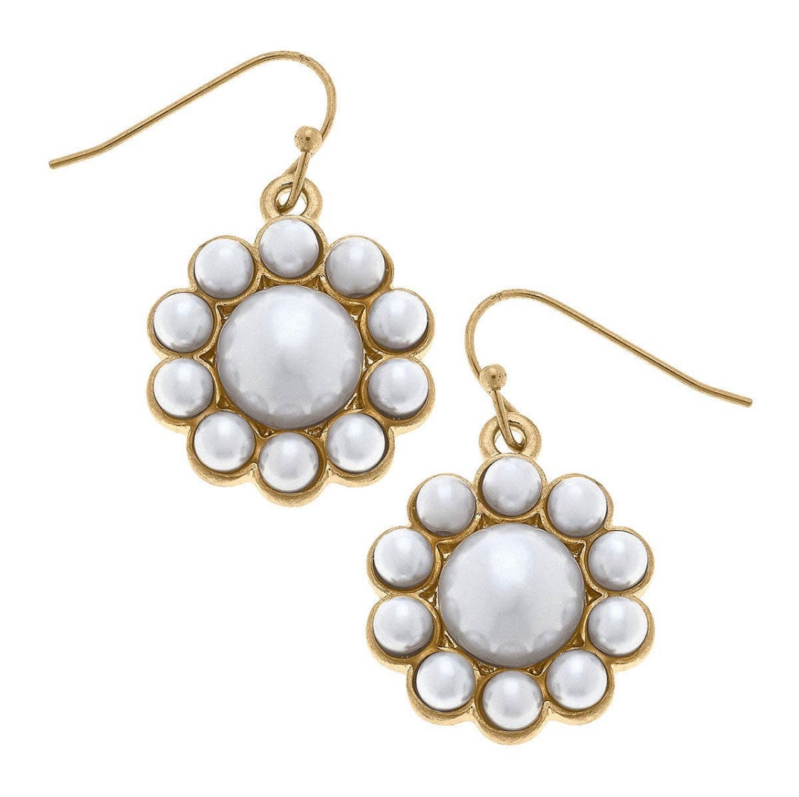 Caine Pearl Flower Drop Earrings