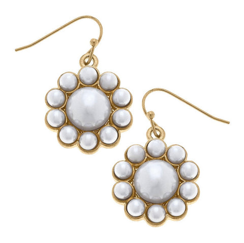 Caine Pearl Flower Drop Earrings