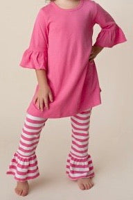 Girls Hot Pink Bell Sleeve Tunic