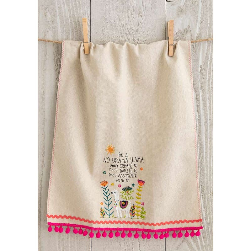 Linen Tea Towel No Drama Llama