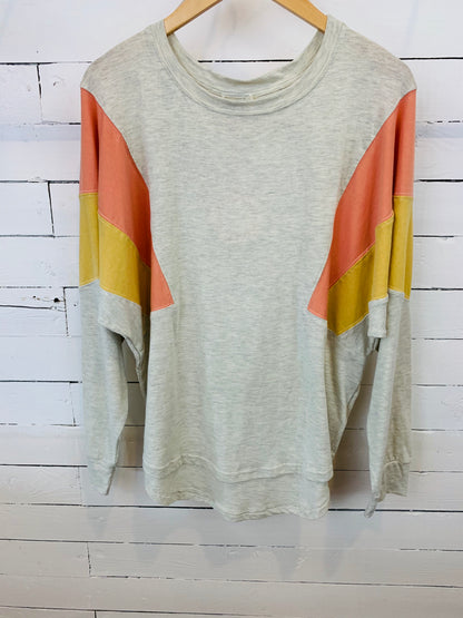 Oatmeal Long Sleeve Colorblocked Top