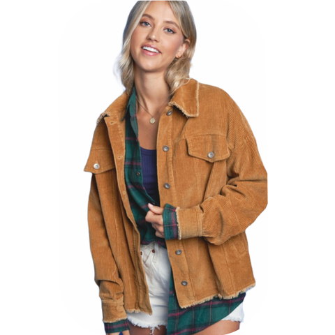 Camel Corduroy Button Up Jacket