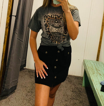 Black Front Button with Pockets Skirt