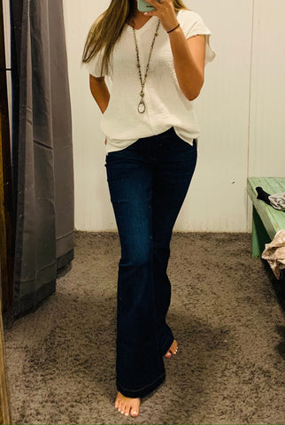 White V-neck Cotton Gauze Oversized Top