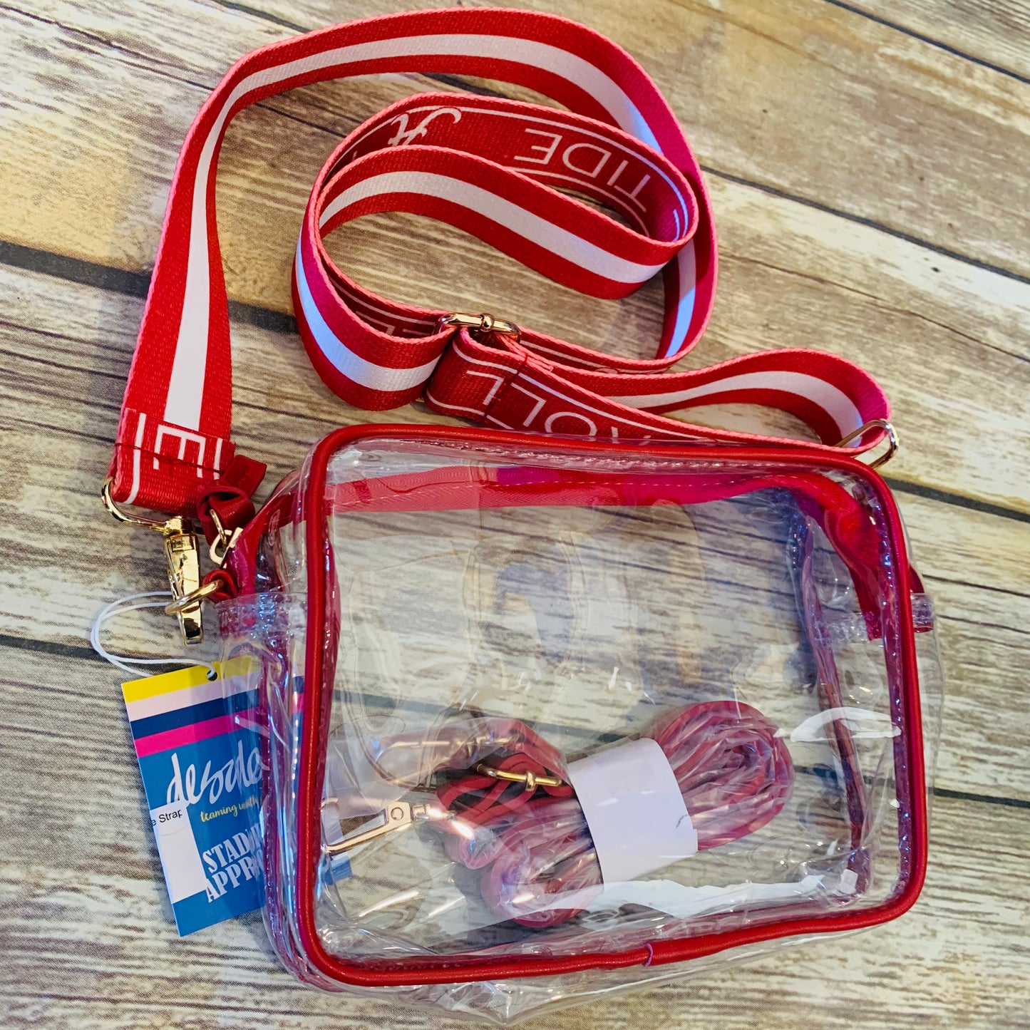 Clear Purse with Interchangeable Collegiate Strap
