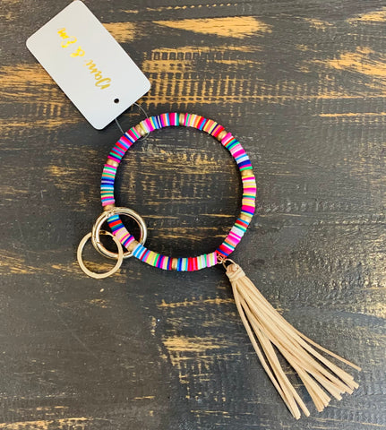 Rainbow Gold Key Ring w/ Tassel