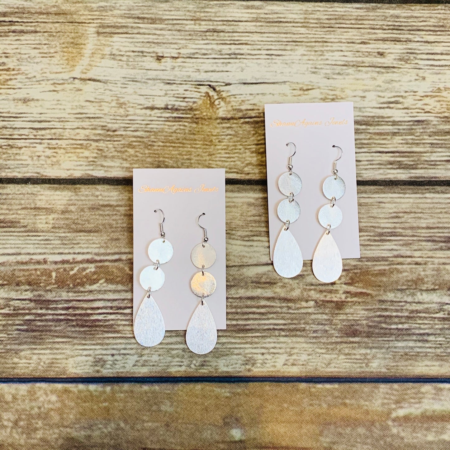 Brushed Silver Dangle Circle Earrings