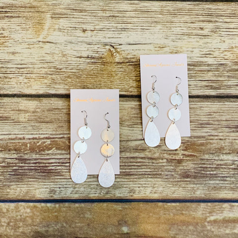 Brushed Silver Dangle Circle Earrings