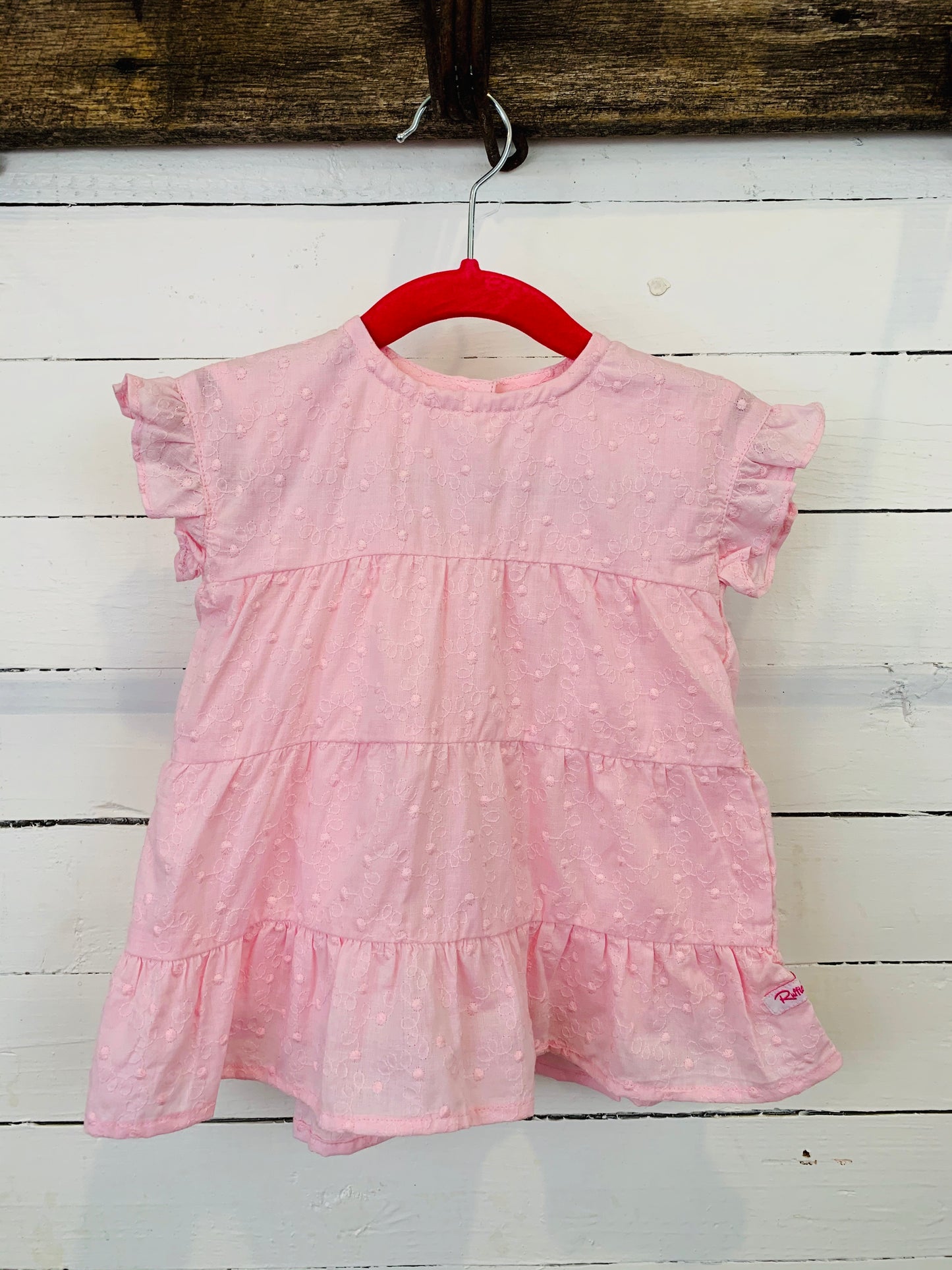 Pink Swiss Dot Tiered Dress- Kids