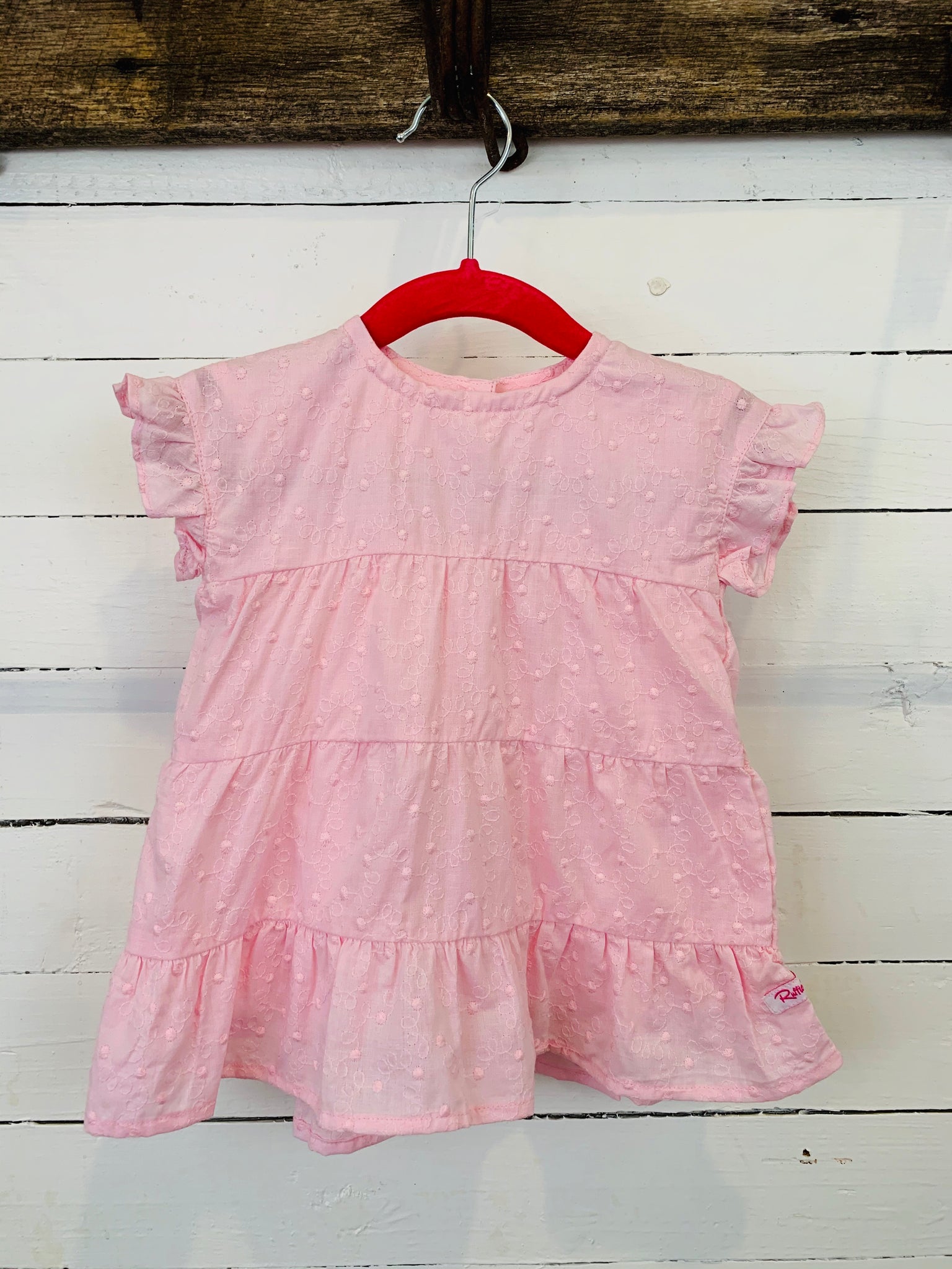 Pink Swiss Dot Tiered Dress- Kids