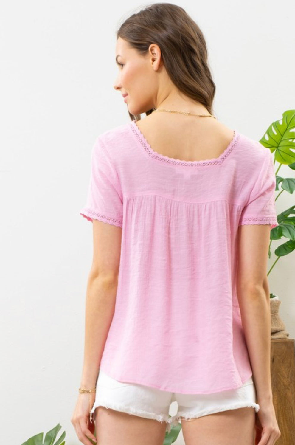 Pink Embroidered Floral Top