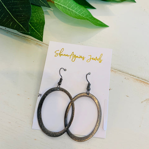 Brushed Gunmetal Earrings- Hoop