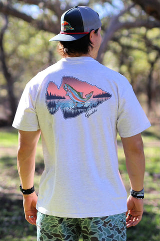 Heather Oatmeal Arrowhead Fish Short Sleeve
