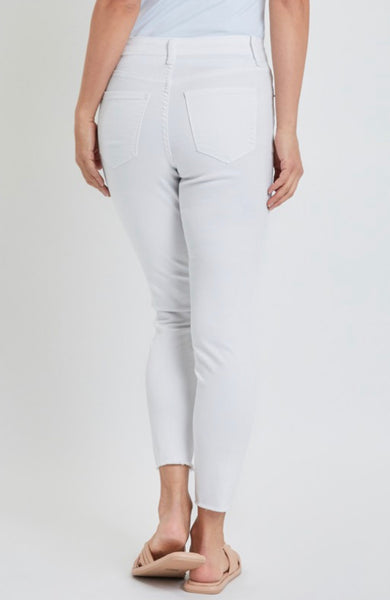 White Denim High Rise Button Skinny Jeans