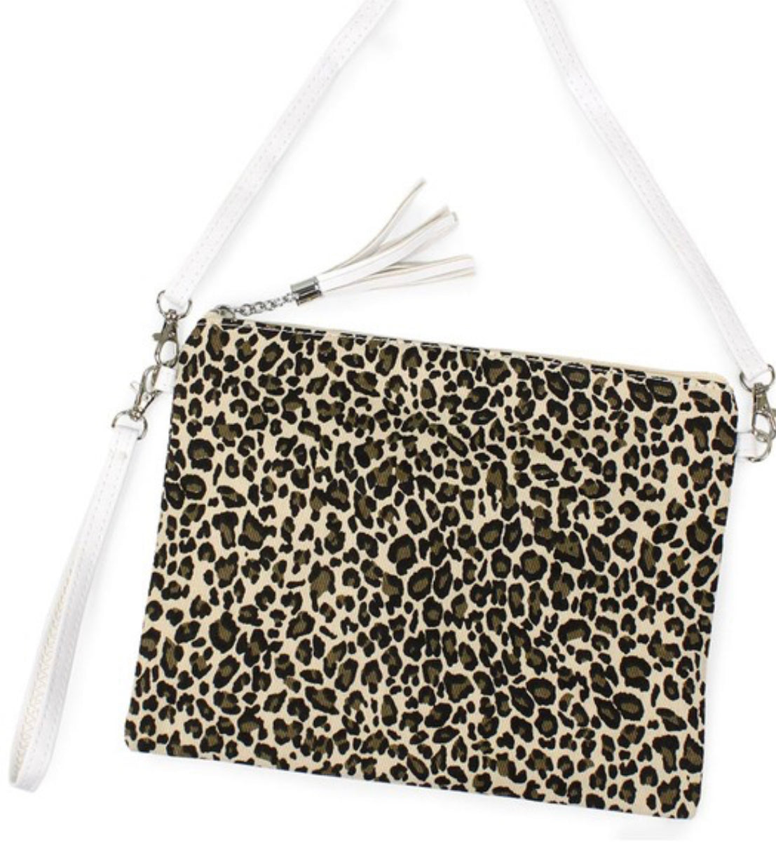Leopard Pattern Crossbody Bag w/ White Strap