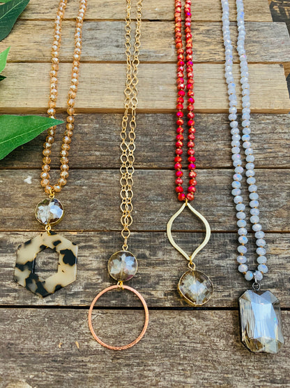 Long Crystal Necklaces with Pendant - BB