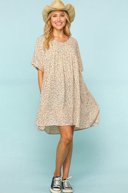 Leopard Short Sleeve Shift Dress