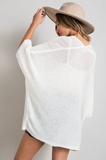White Dolman Short Sleeve Cardigan - Plus